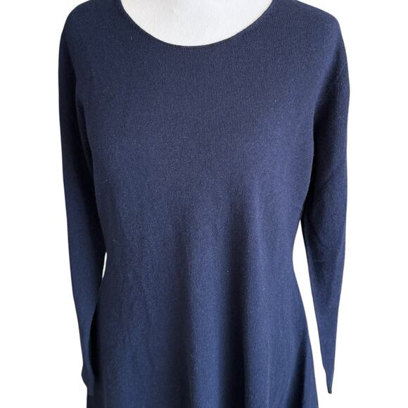 Oliver Charles Merino Wool Yak Navy Blue All-Season Swing Dress M - Picture 3 of 13
